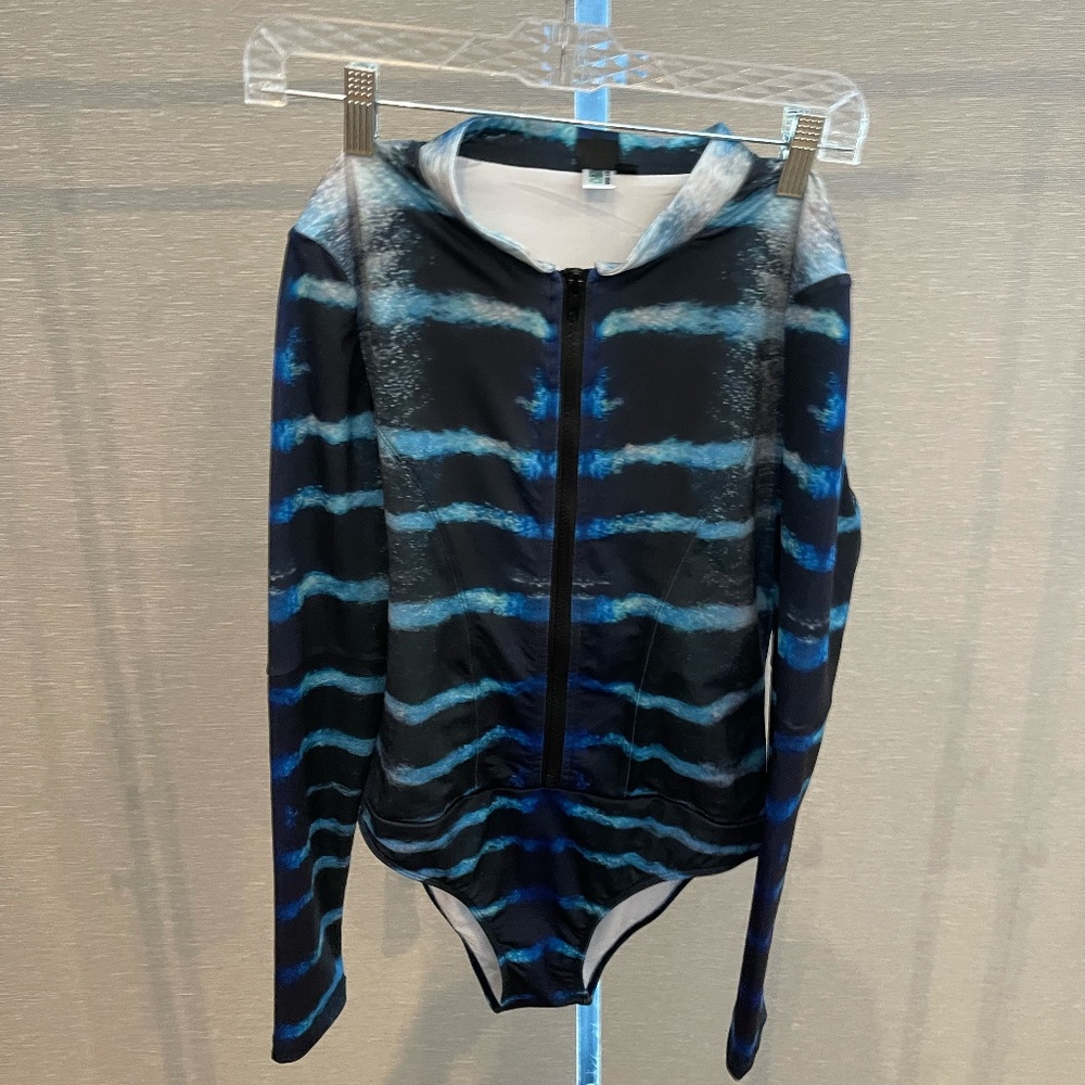 Ningaloo Swimwear one piece wahoo print front zip surf suit
